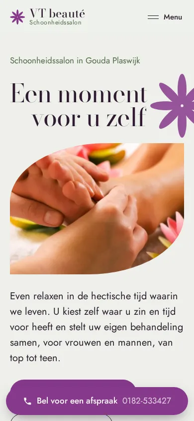 Mobiele weergave van het voorbeeldontwerp voor VT Beauté